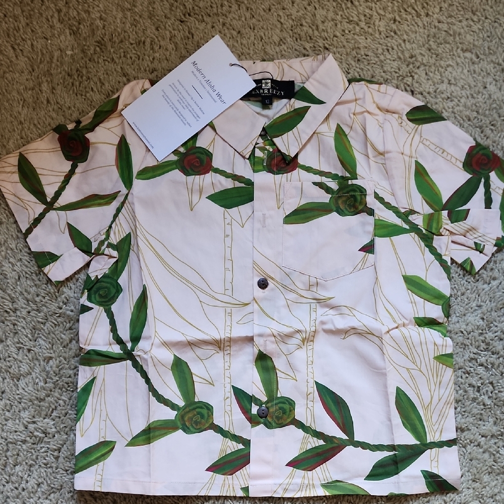 Boys Lexbreezy Ti Leaf print Aloha Shirt